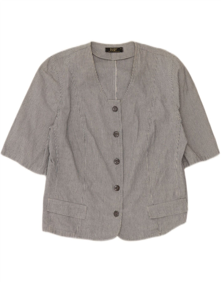 RUBY Womens Short Sleeve Shirt Blouse EU 38 Medium Blue Pinstripe Vintage Ruby and Second-Hand Ruby from Messina Hembry 