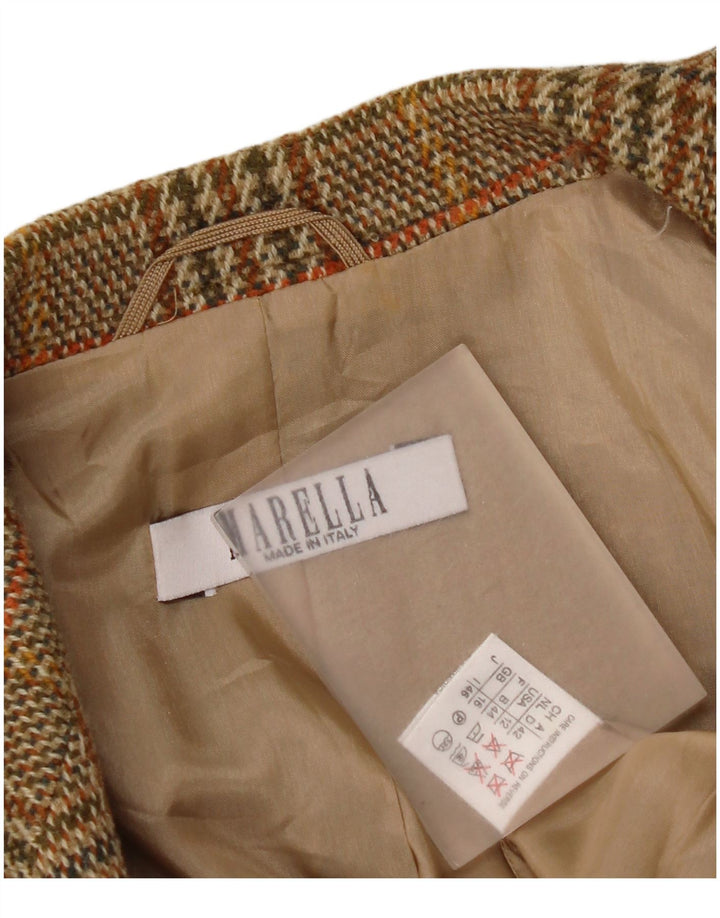 Ženska jakna s 2 gumba Marella UK 16 Large Brown Houndstooth