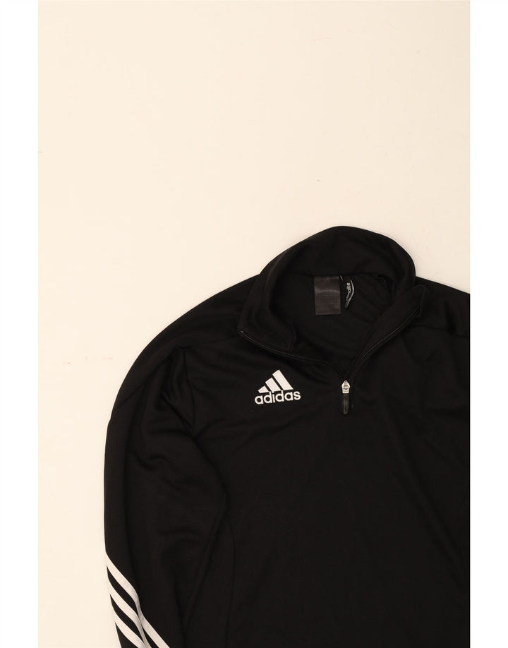 ADIDAS Mens Climalite Graphic Zip Neck Pullover Tracksuit Top Small Black Vintage Adidas and Second-Hand Adidas from Messina Hembry 