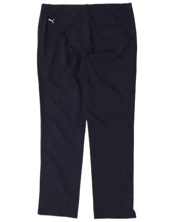 Puma Mens Straight Chino Trousers W34 L32 Navy Blue Polyester