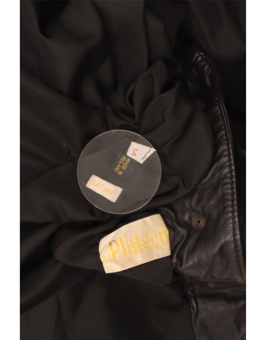 VINTAGE ženska velika kožna jakna UK 14 Velika crna koža