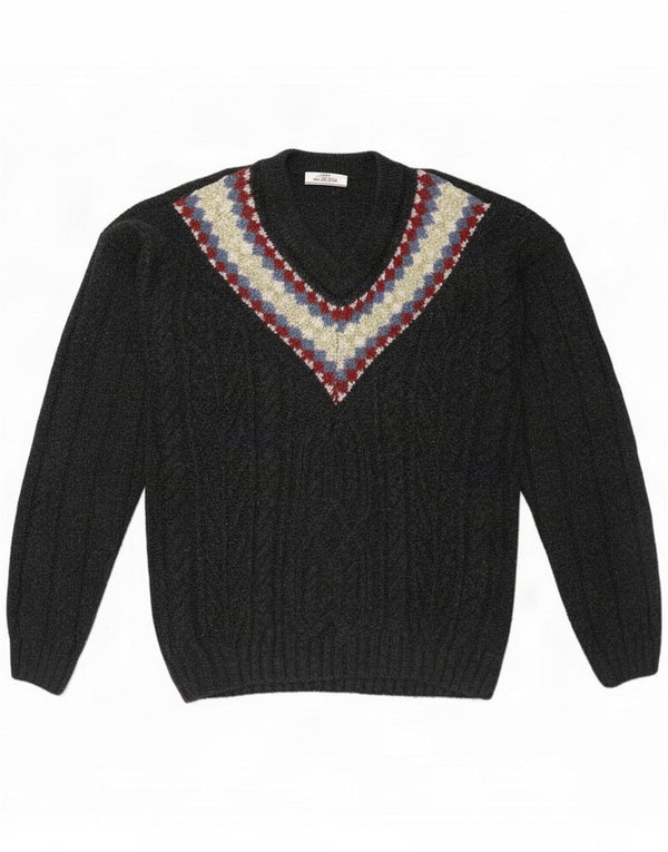 Ciao muški džemper s V-izrezom XL Black Fair Isle New Wool