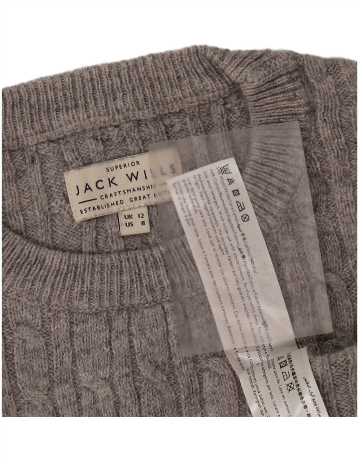 JACK WILLS Ženski pulover s okruglim izrezom UK 12 Srednje siva vunena