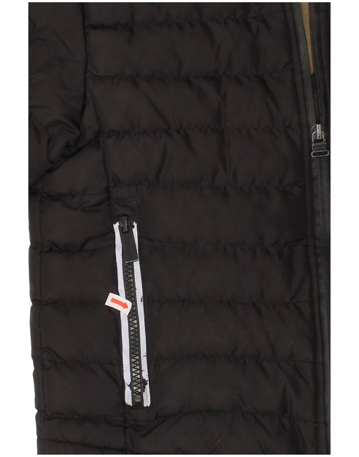 BENCH Boys Hooded Padded Jacket 5-6 Years Black Polyester