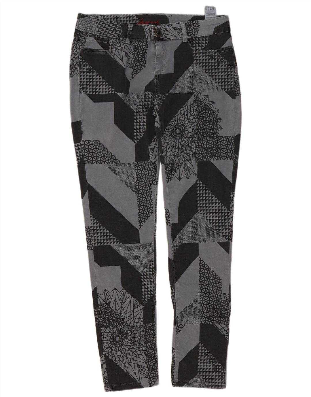 Desigual ženske uske ležerne hlače W32 L29 Sivi Patchwork Pamuk
