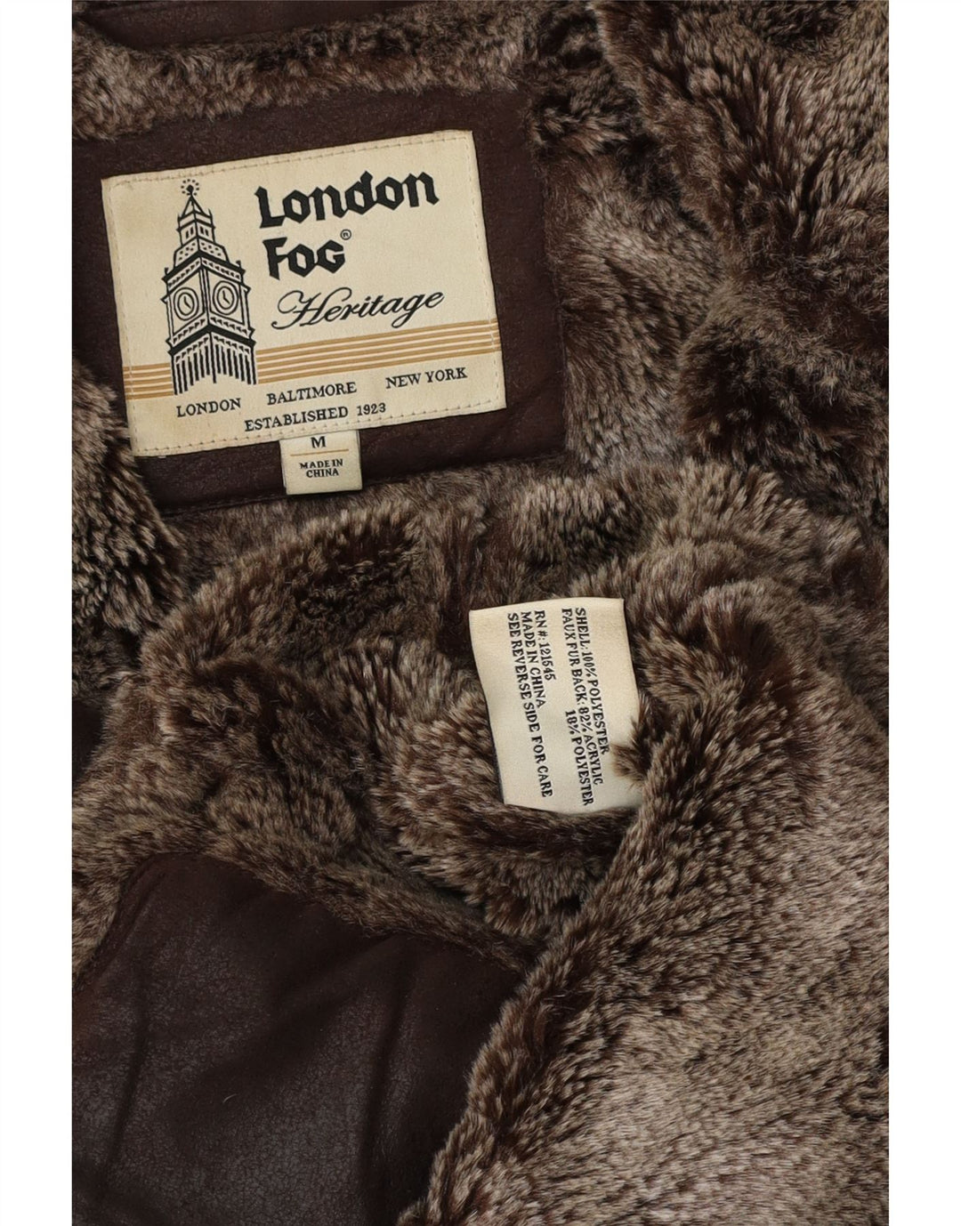 London Fog Mens Heritage Sherpa Jacket UK 38 Srednje smeđa akril