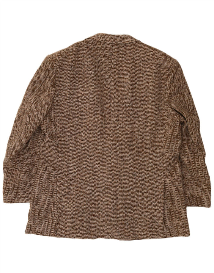 Harris Tweed Muški sako sa 2 gumba UK 40 Velika smeđa vuna riblja kost