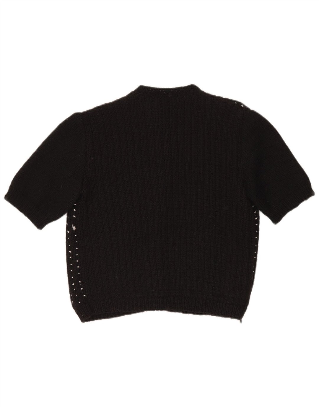 VINTAGE ženski kratki kardigan pulover UK 14 Velike crne mrlje