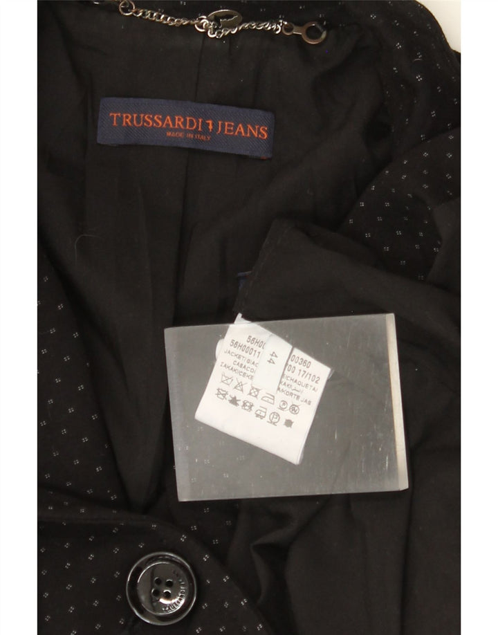 TRUSSARDI JEANS Ženska jakna sako s 1 gumbom IT 44 srednje crna na točkice