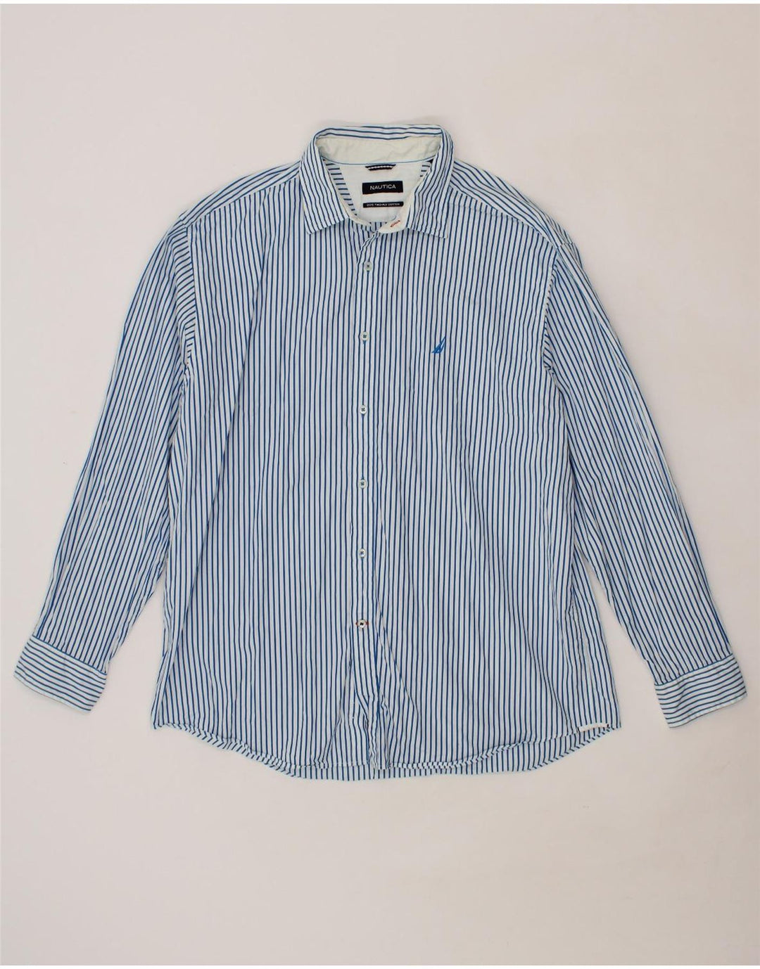 NAUTICA Mens Shirt XL Blue Striped Cotton Vintage Nautica and Second-Hand Nautica from Messina Hembry 