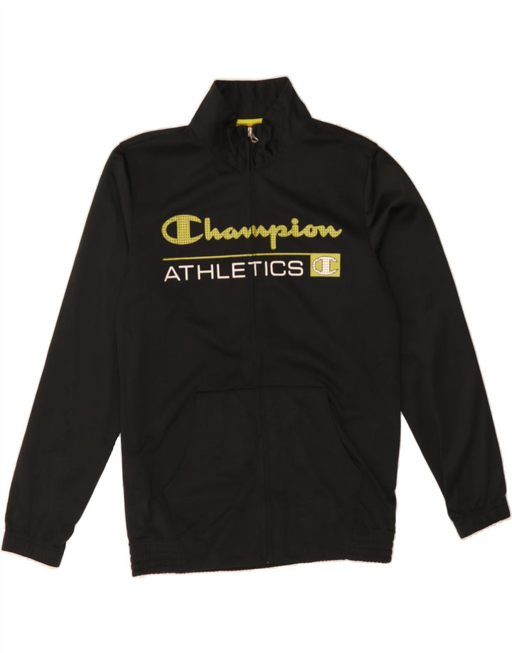 CHAMPION Boys Graphic Tracksuit Top Jacket 11-12 Years Large  Black Vintage Champion and Second-Hand Champion from Messina Hembry 