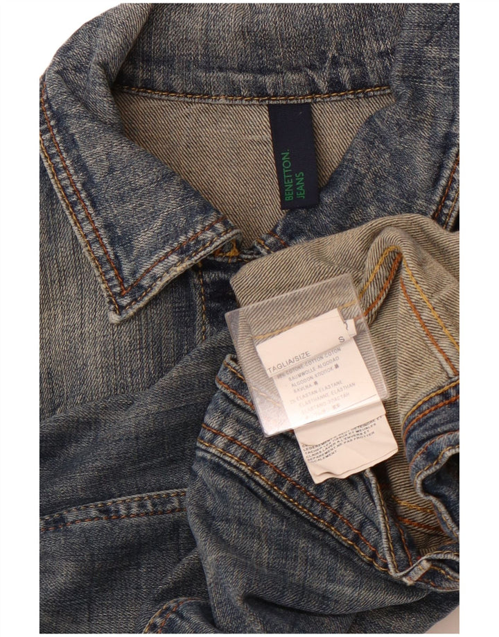 BENETTON Ženska crop traper jakna UK 10 Mala plava pamuk