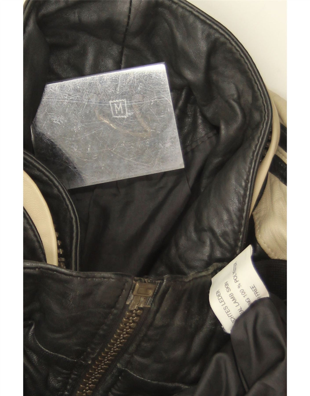 Vintage muška kožna jakna UK 38 srednje crna janjeća koža