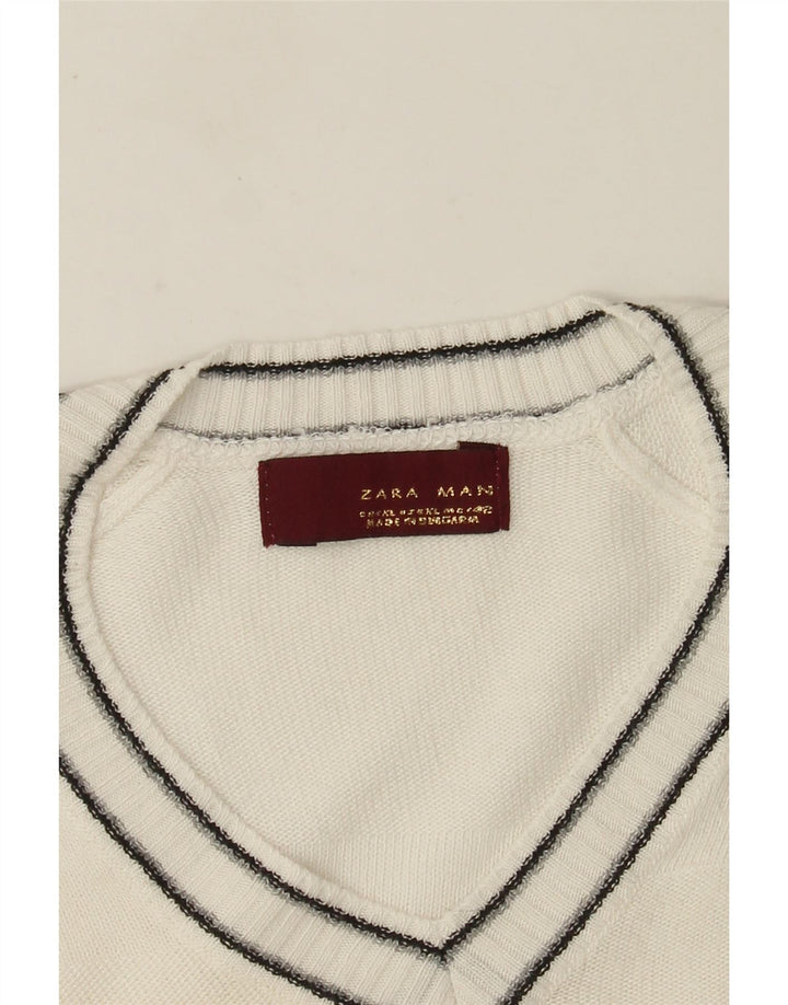 Zara muški džemper s V-izrezom XL bijeli