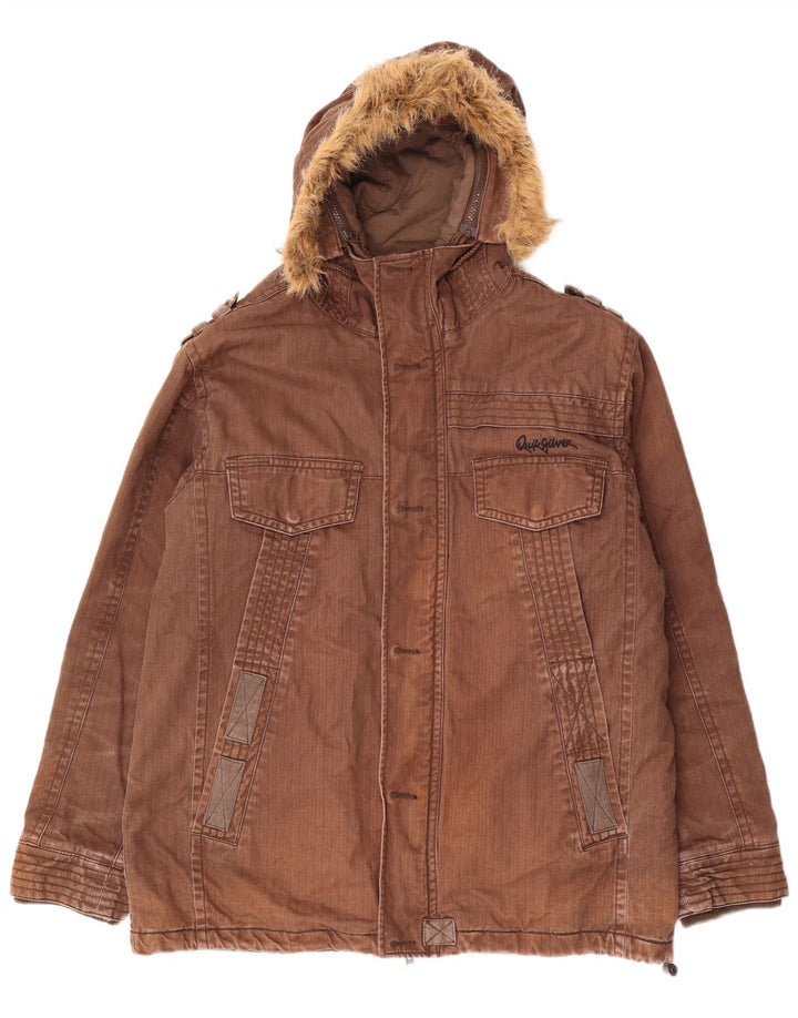 QUIKSILVER muška vojna jakna s kapuljačom UK 40 Large Brown Pamuk