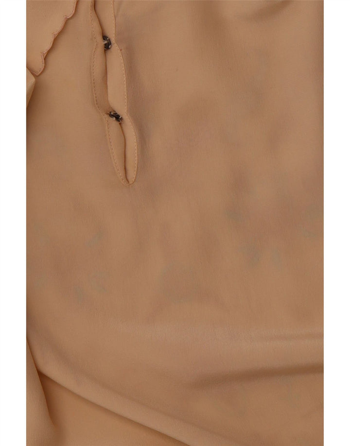 VINTAGE Ženska košulja dugih rukava EU 36 Mala bež cvjetna svila