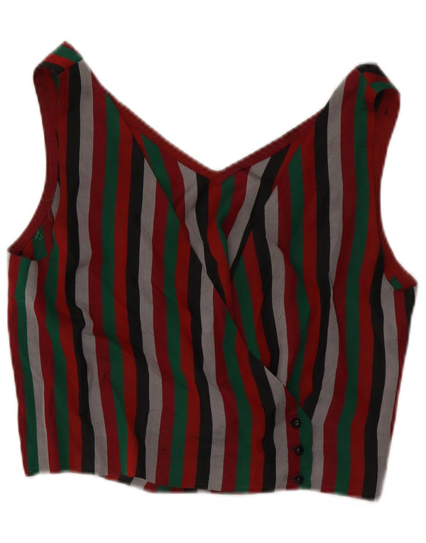 VINTAGE Ženska skraćena košulja bluza UK 12 srednje raznobojne pruge