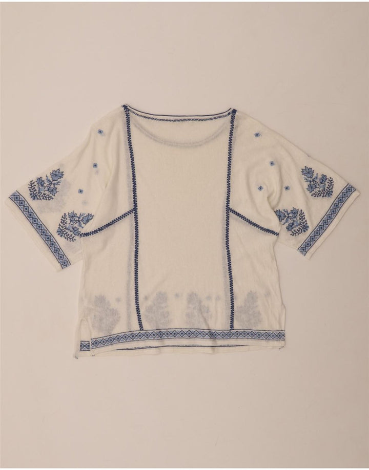 MONSOON gornji dio ženske bluze UK 16 Large Off White Floral Lan