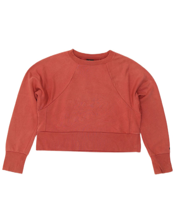 NIKE Ženski Dri Fit Oversized Graphic Sweatshirt Džemper UK 6 XS Crveni Pamuk