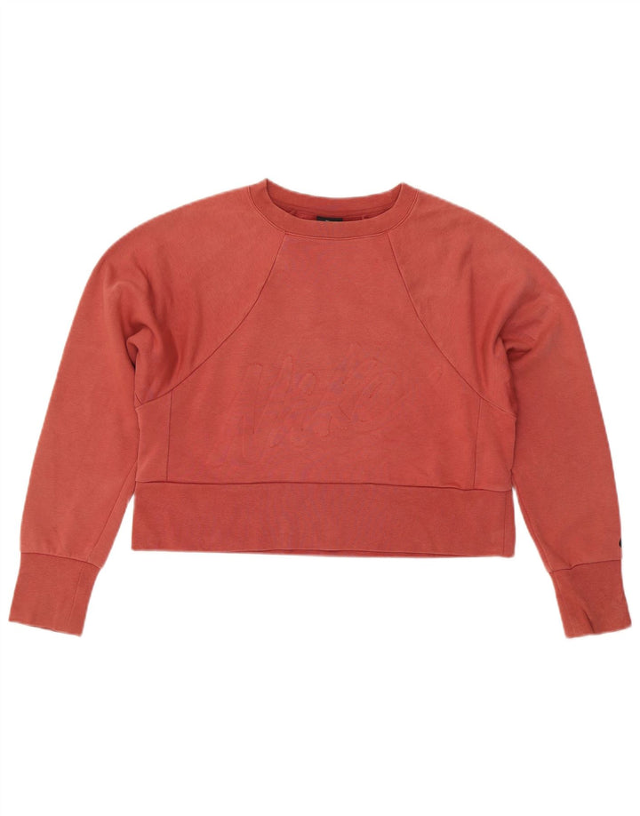 NIKE Ženski Dri Fit Oversized Graphic Sweatshirt Džemper UK 6 XS Crveni Pamuk