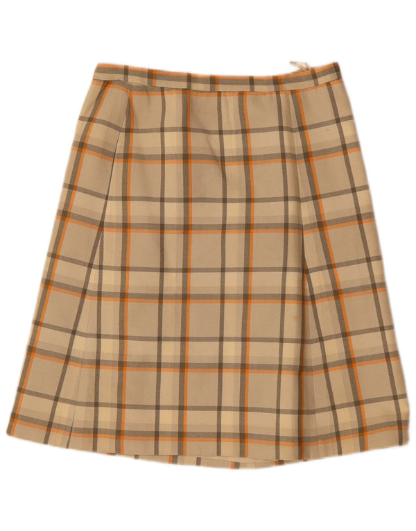 VINTAGE ženska suknja A-kroja W30 srednje bež karirane boje