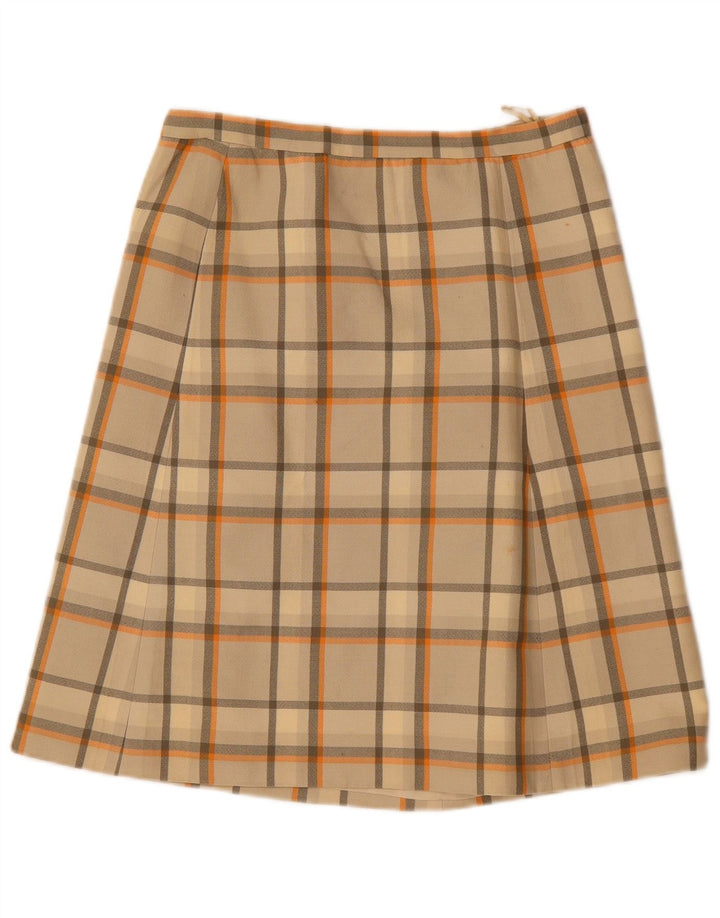 VINTAGE ženska suknja A-kroja W30 srednje bež karirane boje