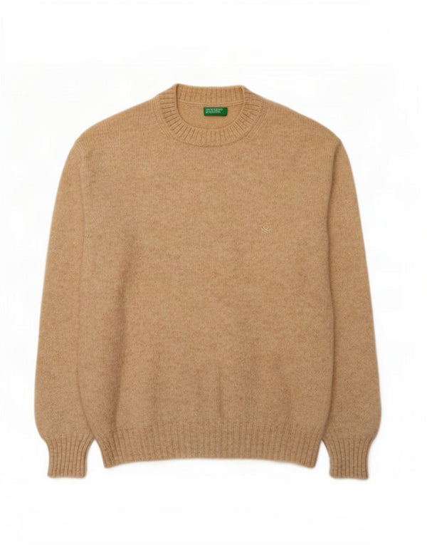 Benetton veliki ženski džemper s okruglim izrezom UK 10 Small Beige