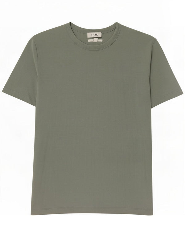 Cos Muška majica kratkih rukava Regular Fit Medium Green Cotton