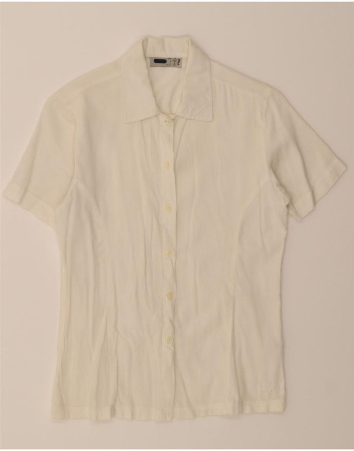 FILA Womens Short Sleeve Shirt IT 40/42 Small White Cotton Vintage Fila and Second-Hand Fila from Messina Hembry 