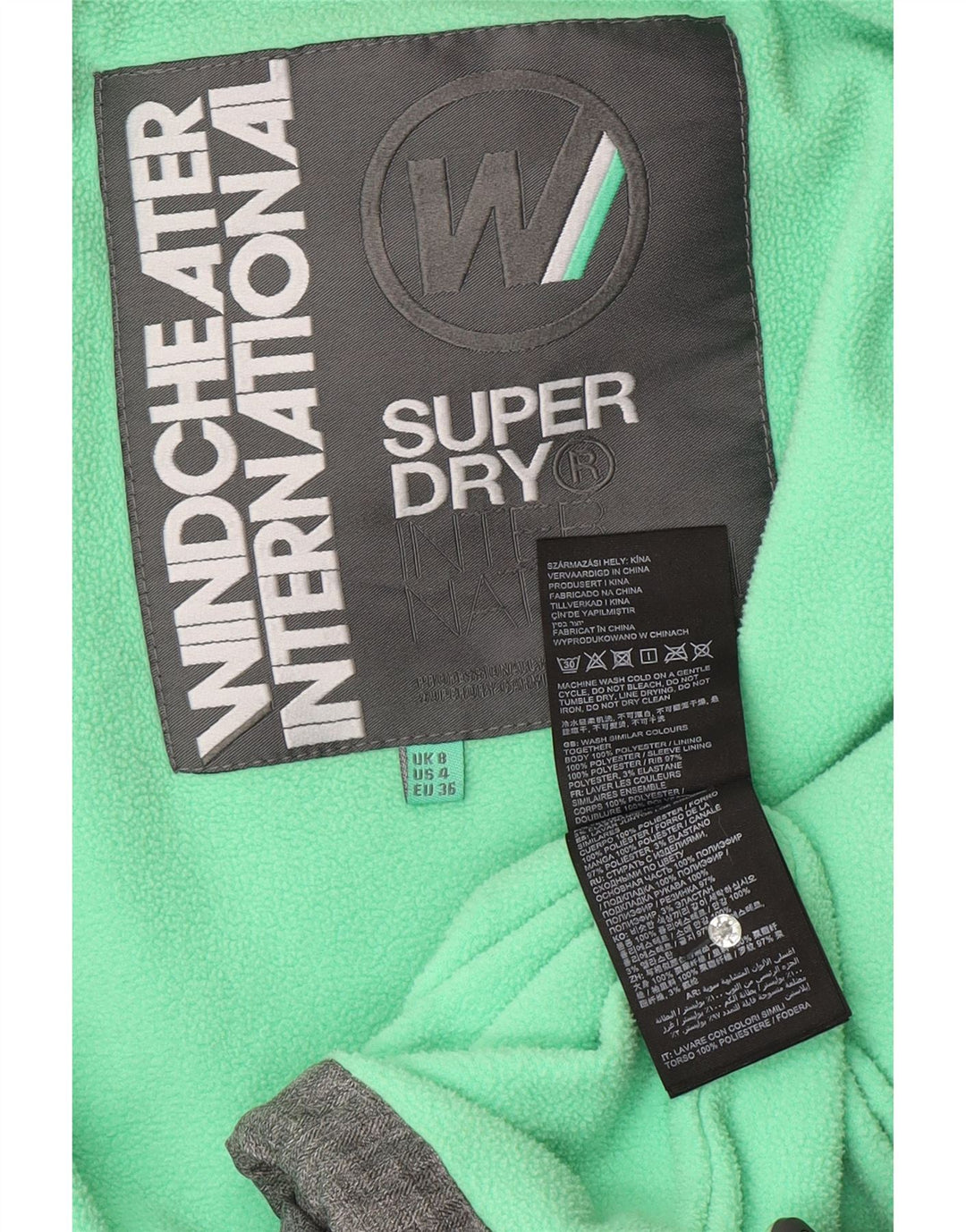 SUPERDRY ženska jakna s grafičkom vjetrovkom UK 8 mala siva