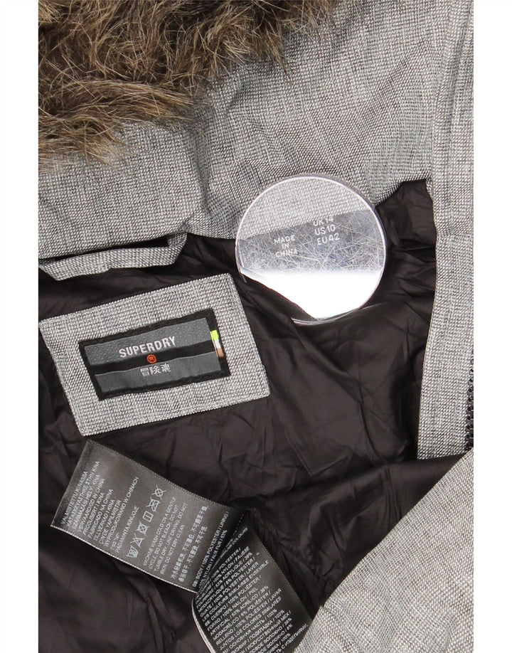 SUPERDRY ženska podstavljena jakna s kapuljačom UK 14 veliki sivi poliester