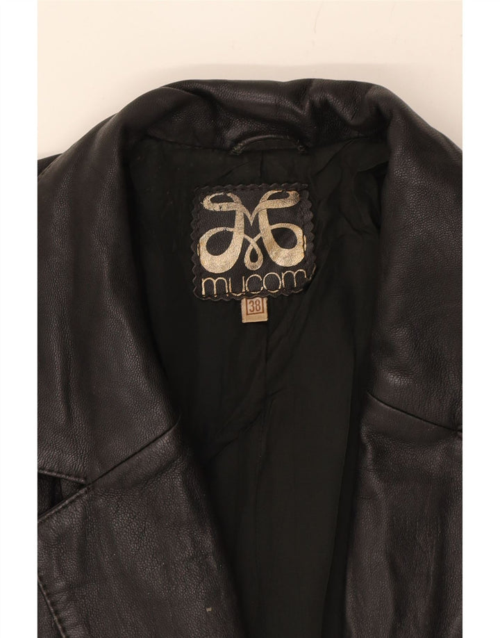 VINTAGE Womens Leather 1 Button Blazer Jacket EU 38 Medium Black Vintage Vintage and Second-Hand Vintage from Messina Hembry 