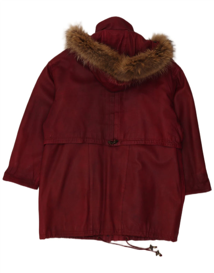 Vintage ženska prevelika parka jakna s kapuljačom EU 48 2XL kestenjaste boje