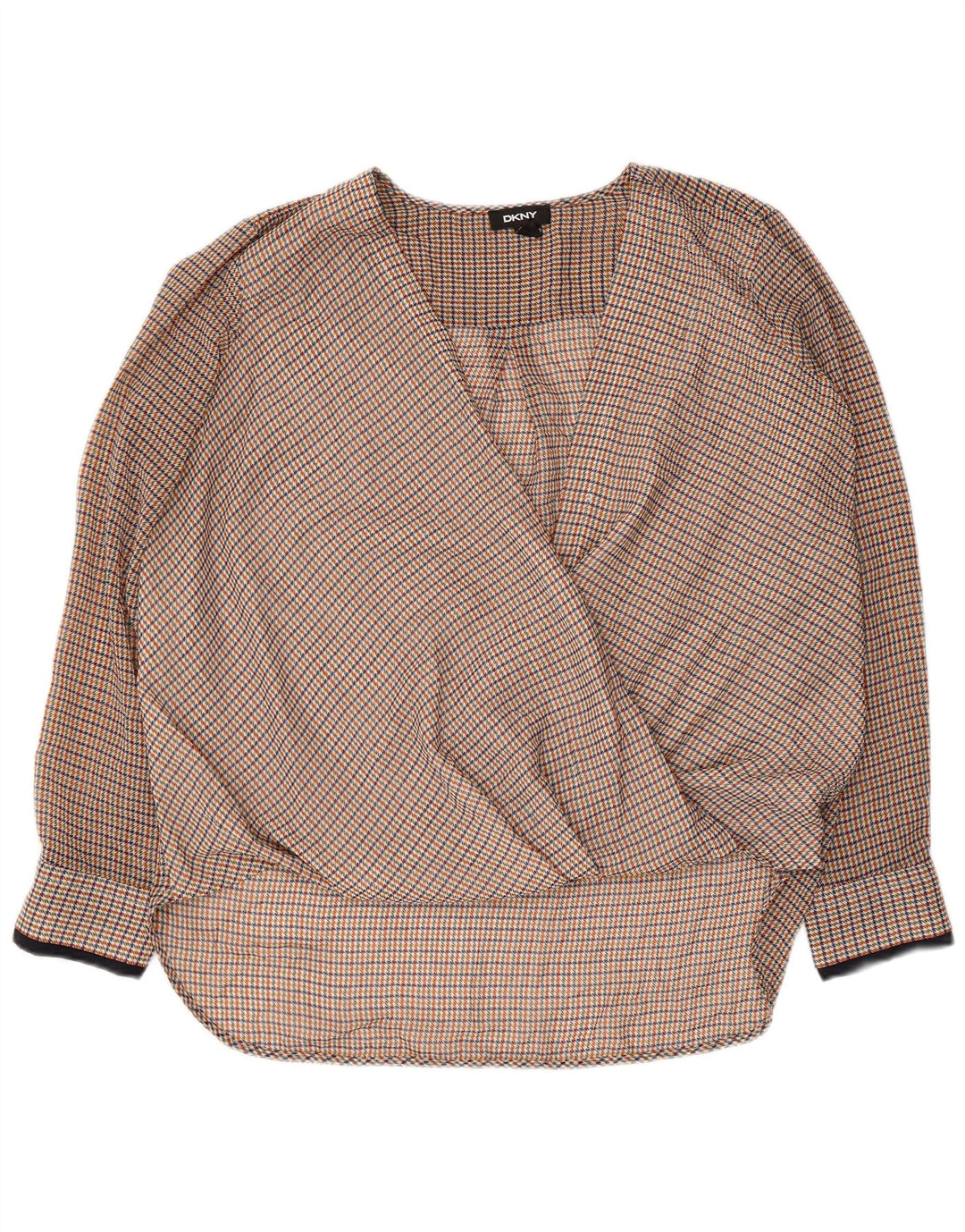 DKNY ženski gornji dio bluze dugih rukava UK 16, veliki višebojni houndstooth