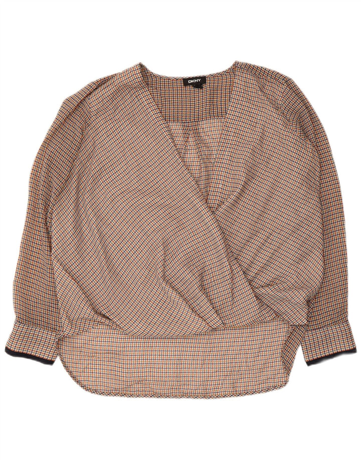 DKNY ženski gornji dio bluze dugih rukava UK 16, veliki višebojni houndstooth