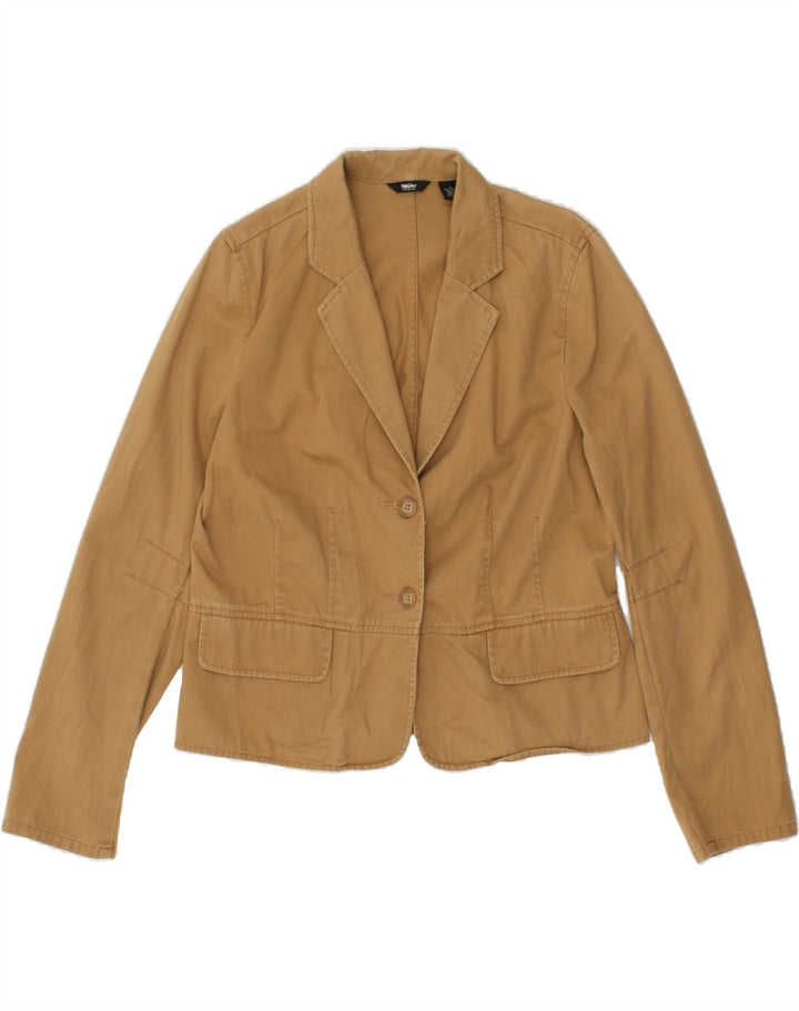 MOSSIMO Womens 2 Button Blazer Jacket UK 14 Large Brown Cotton | Vintage Mossimo | Thrift | Second-Hand Mossimo | Used Clothing | Messina Hembry 
