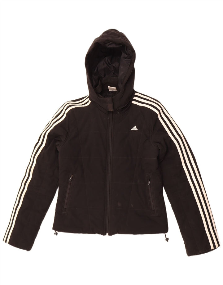 Adidas ženska podstavljena jakna s kapuljačom UK 8 Mala crna poliester