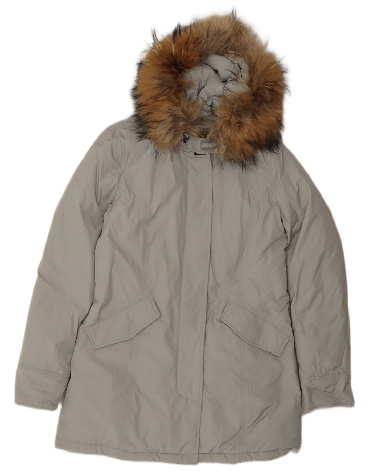 Woolrich ženska jakna parka s kapuljačom UK 16 velika siva zimska poliester