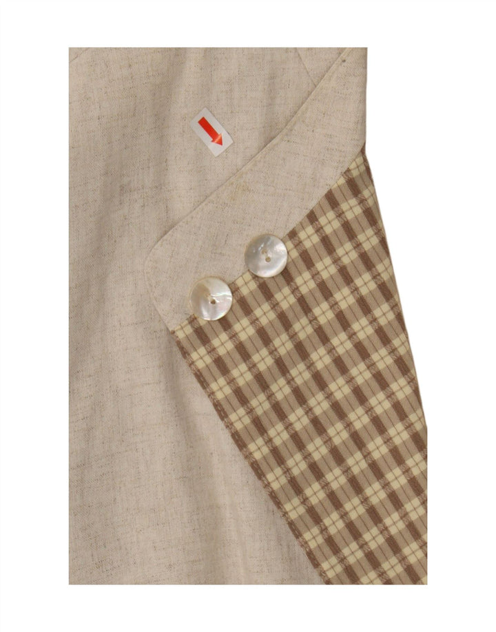 Vintage ženski sako sa 3/4 rukava s 2 gumba UK 16 Velika bež viskoza