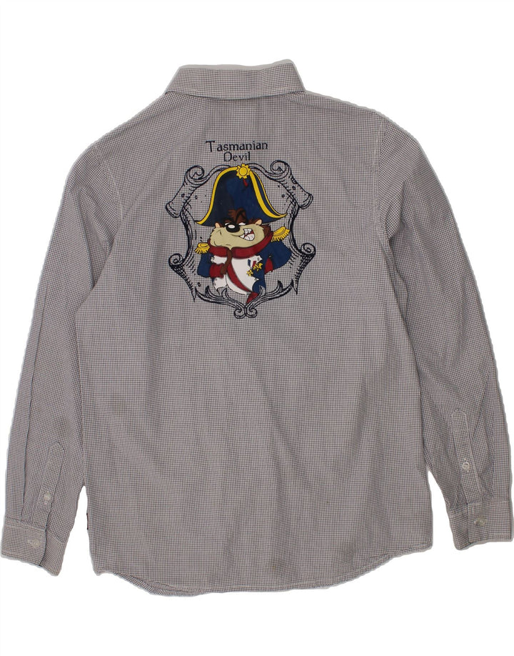 VINTAGE Boys Graphic Shirt 9-10 Years Grey Gingham Cotton Vintage Vintage and Second-Hand Vintage from Messina Hembry 