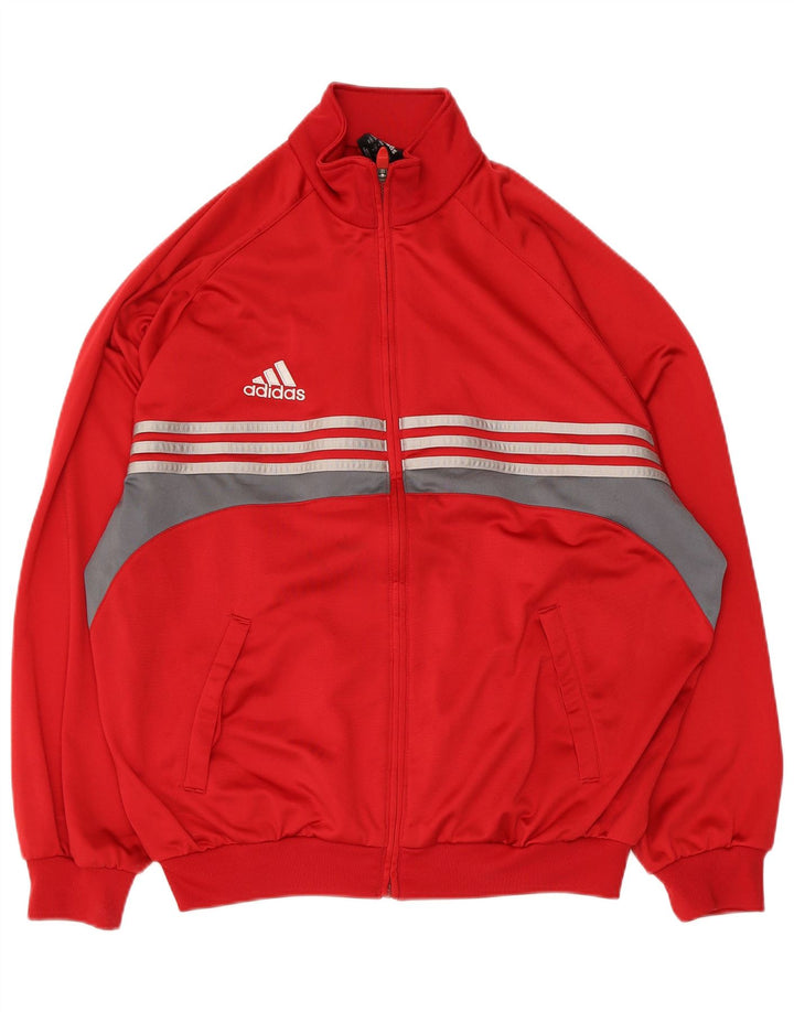 Adidas muška trenirka gornja jakna UK 44/46 veliki crveni poliester u boji