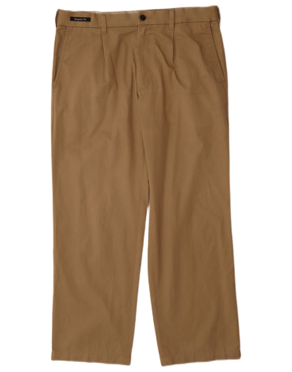 Marks & Spencer Mens Blue Harbour Regular Fit Chino Trousers W34 L29 Beige
