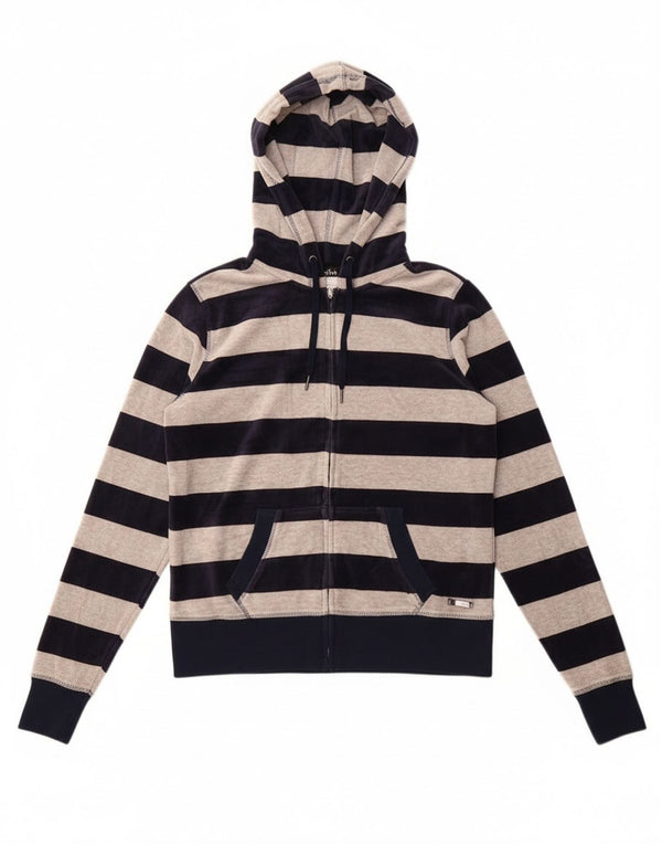 Calvin Klein Womens Zip Hoodie Sweater UK 10 Small Navy Blue Striped