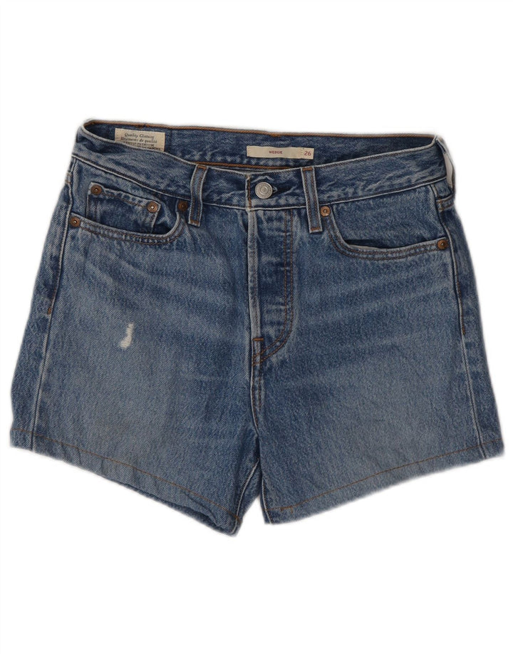 Levi's ženske kratke traper kratke hlače na wedge W26, mali plavi pamuk