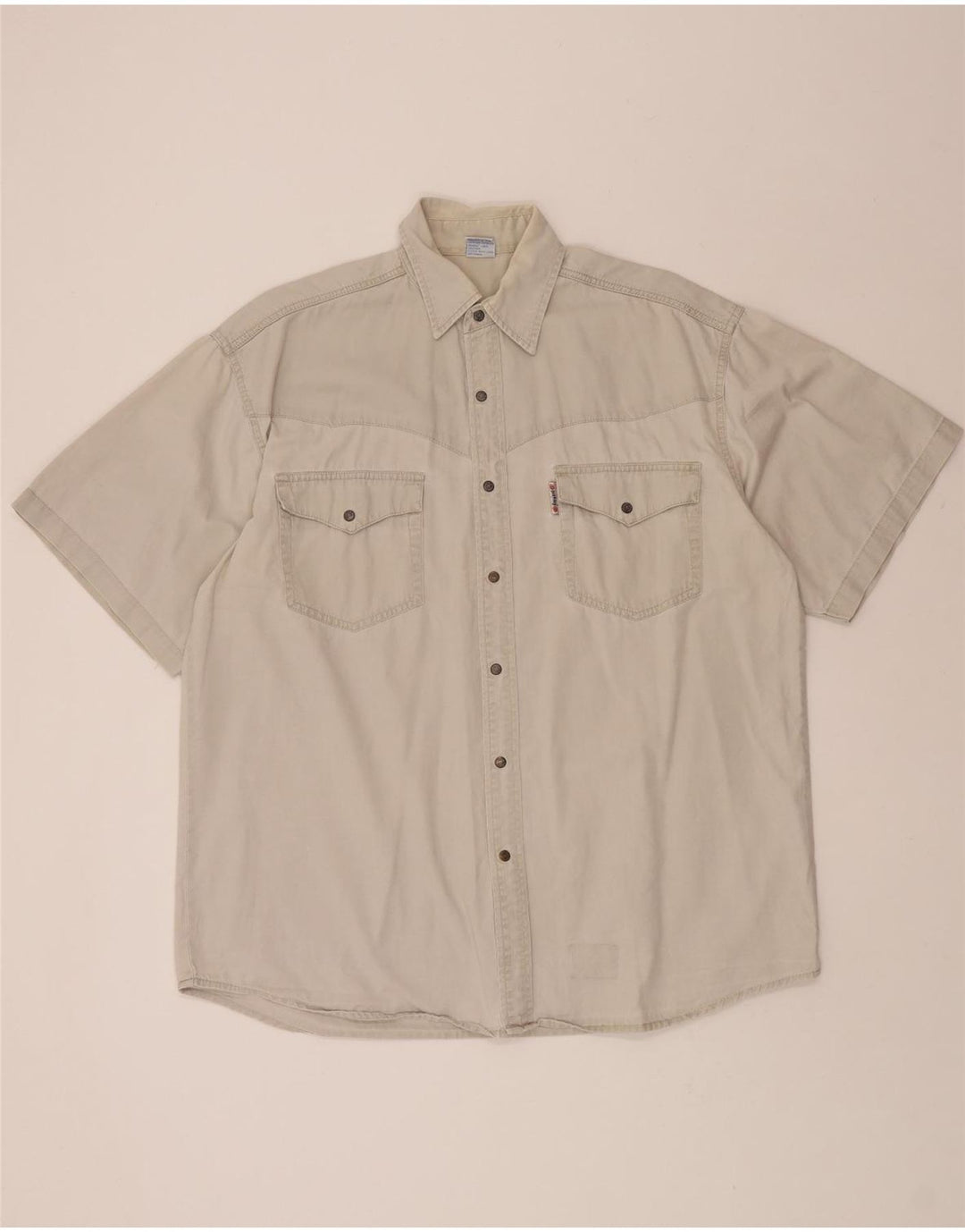 PIONEER Mens Short Sleeve Shirt Medium Grey Cotton