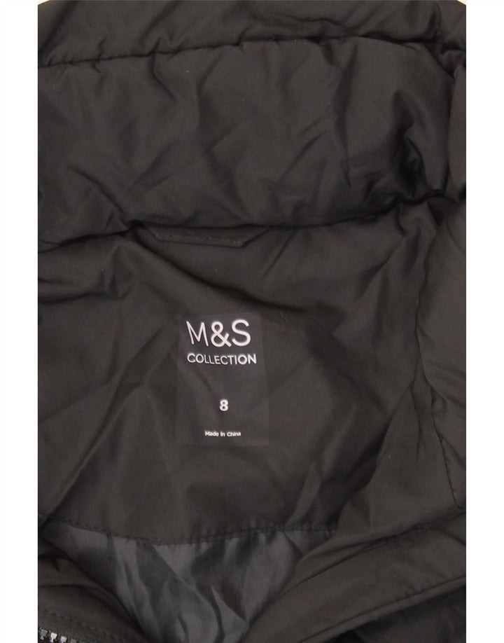 Marks & Spencer ženska podstavljena jakna s kapuljačom UK 8, mali crni poliester