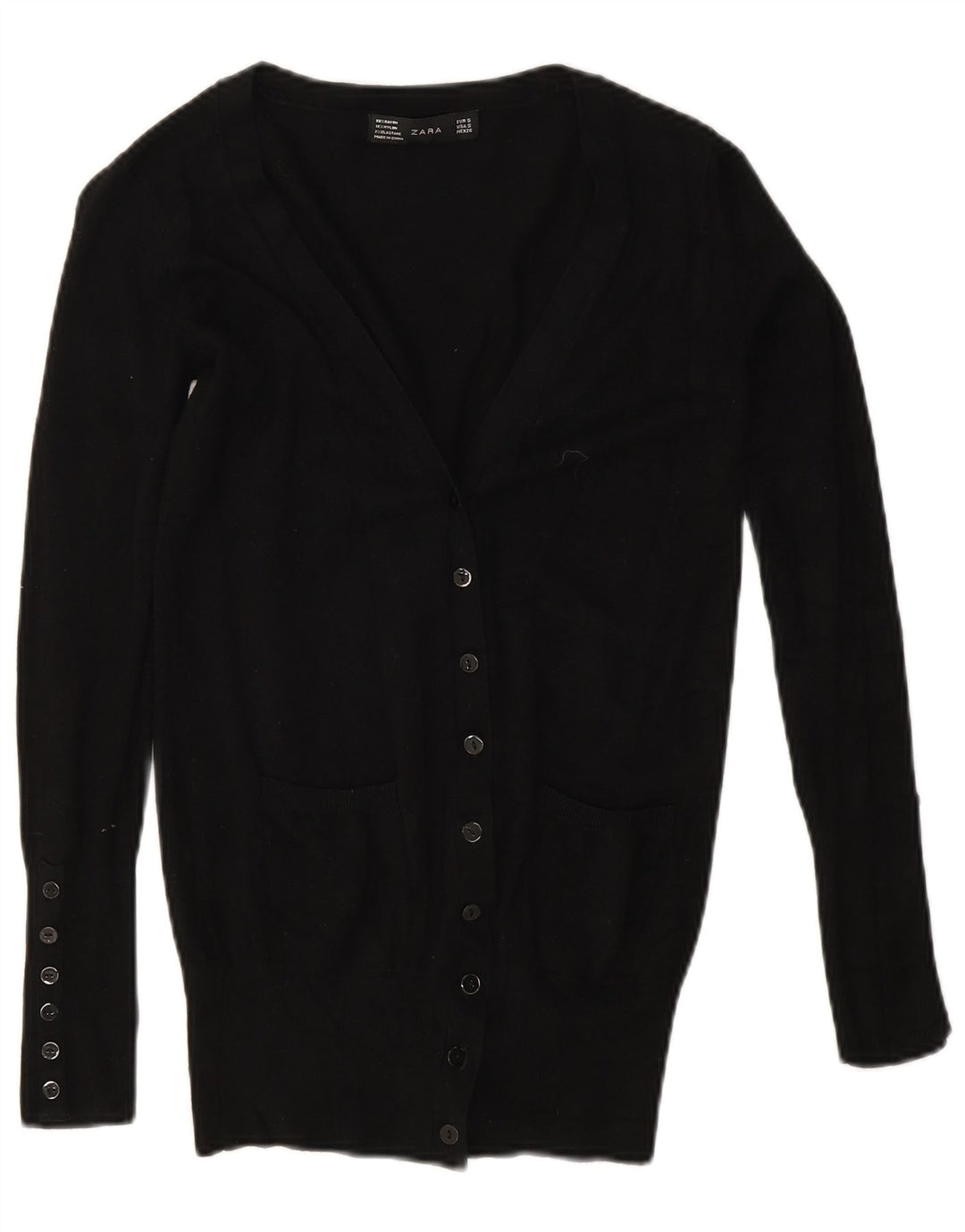 Zara ženski kardigan pulover UK 10 Small Black Rayon