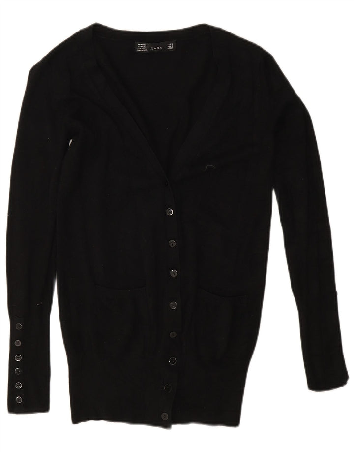 Zara ženski kardigan pulover UK 10 Small Black Rayon