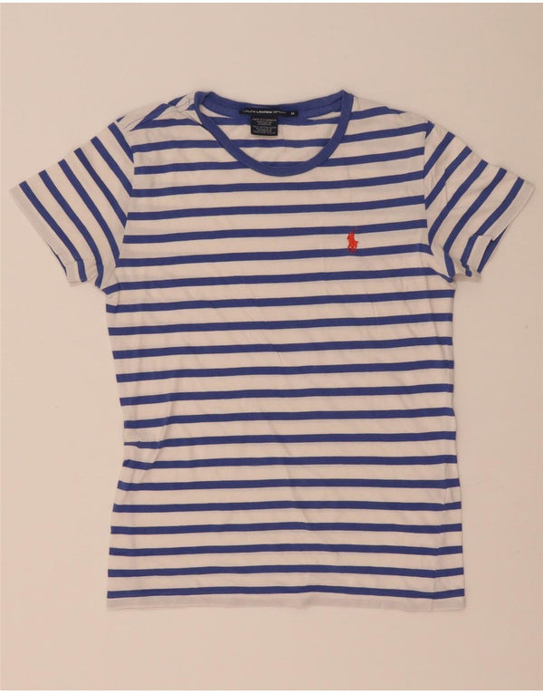 Ženska majica kratkih rukava Ralph Lauren UK 12 srednje bijele pruge, pamuk