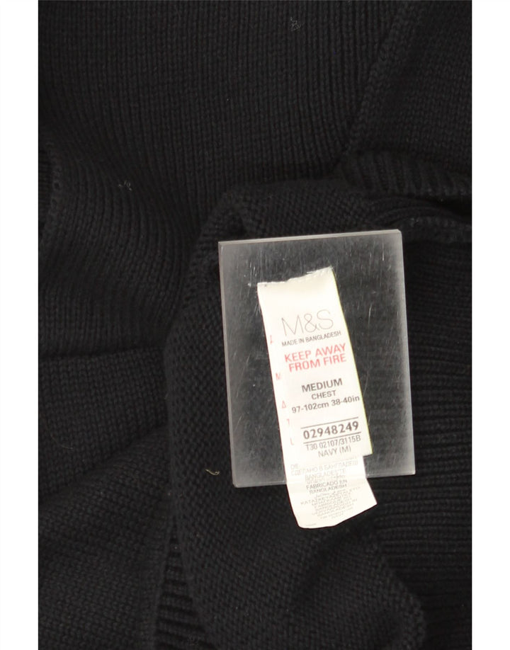Marks & Spencer muški džemper sa šalom i ovratnikom Srednje crni pamuk